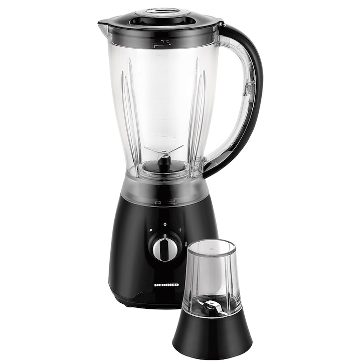 Reducere  RESIGILAT: Blender de masa Heinner HBL-500R, 500W, 2 Viteze + Pulse, Bol 1.5L, Rasnita, Negru