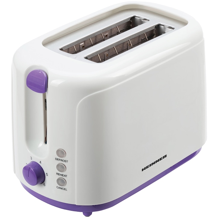 Reducere  RESIGILAT: Prajitor de Paine Heinner Charm, 750W, 6 setari, Alb/Mov