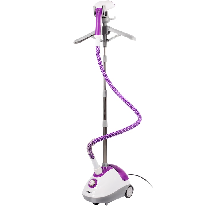 Reducere  RESIGILAT: Aparat de calcat vertical cu abur Daewoo DGS1600DP, 1600 W, 40 min, 1.5 l, Alb/Violet