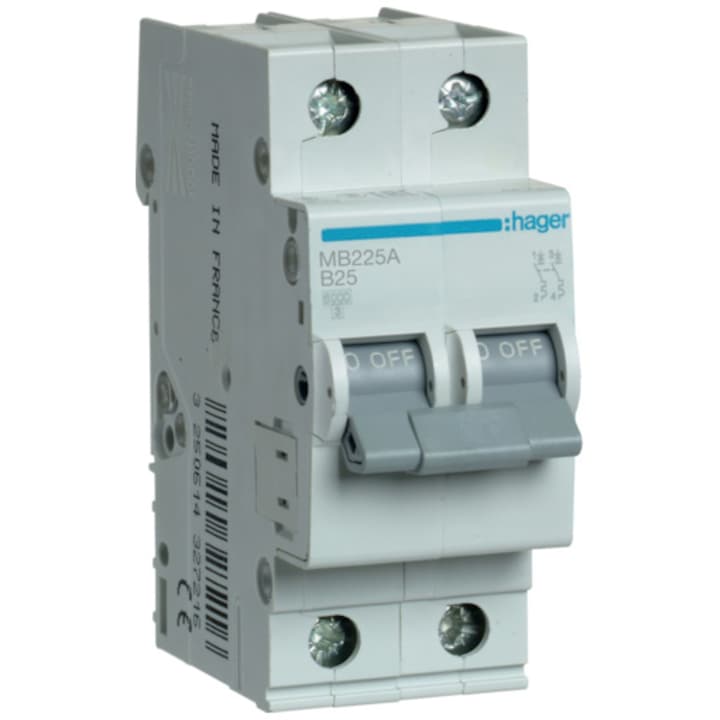 Reducere  RESIGILAT: Siguranta electrica automata Hager MB225A, 2P, 6kA, B, 2M, 25A