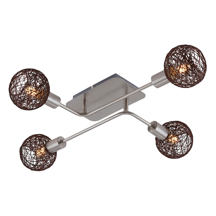 Reducere  RESIGILAT: Lustra Briloner Rattan Style, 4 socluri E14, 22 W, 65 cm, Metal