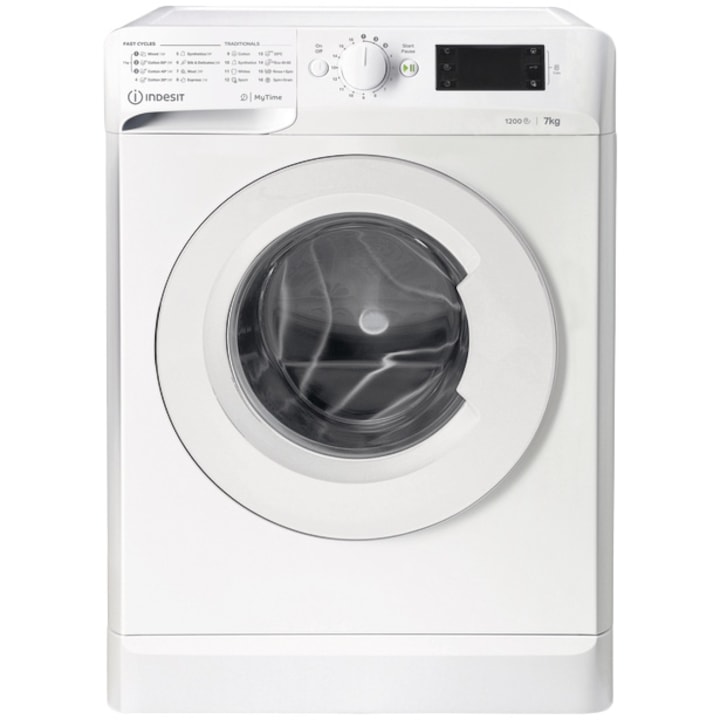 Reducere  RESIGILAT: Masina de spalat rufe Indesit MTWE71252WEE, 7kg, 1200 rpm, Clasa E, MyTime, Fast Cycles, Alb