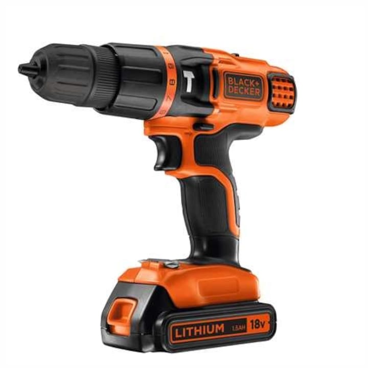 Reducere  RESIGILAT: Masina de gaurit, Black & Decker BL188K-QW, 18V, Cu acumulator, 52Nm, Negru/Portocaliu