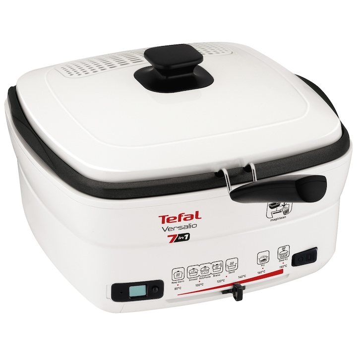 Reducere  RESIGILAT: Friteuza 7 in 1 Tefal Versalio Deluxe FR490070, 1600 W, 1 kg, Bol detasabil, Alb/Negru