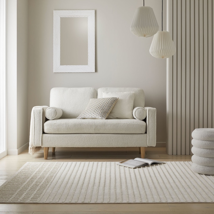 Reducere  RESIGILAT: Covor dreptunghiular Flair Rugs Elton Stripe Wash, 120 x 160 cm, 1280 g/m², 70% Polipropilena, 30% Poliester Chenille, Ivoar