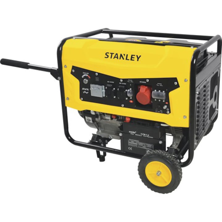 Reducere  RESIGILAT: Generator curent electric Stanley SG5600B, 5500 W, stabilizator de tensiune (AVR), 230 V, 4 timpi, 25 l benzina, 8 h autonomie maxima