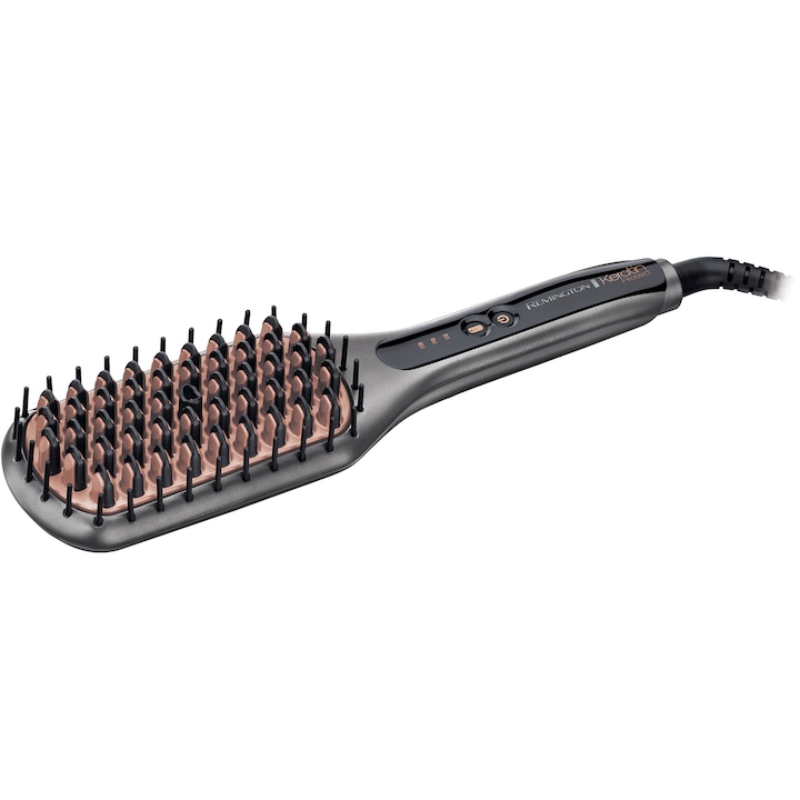 Reducere  RESIGILAT: Perie electrica de indreptat parul Remington Keratin Protect CB7480, 230°C, invelis ceramic, Argintiu