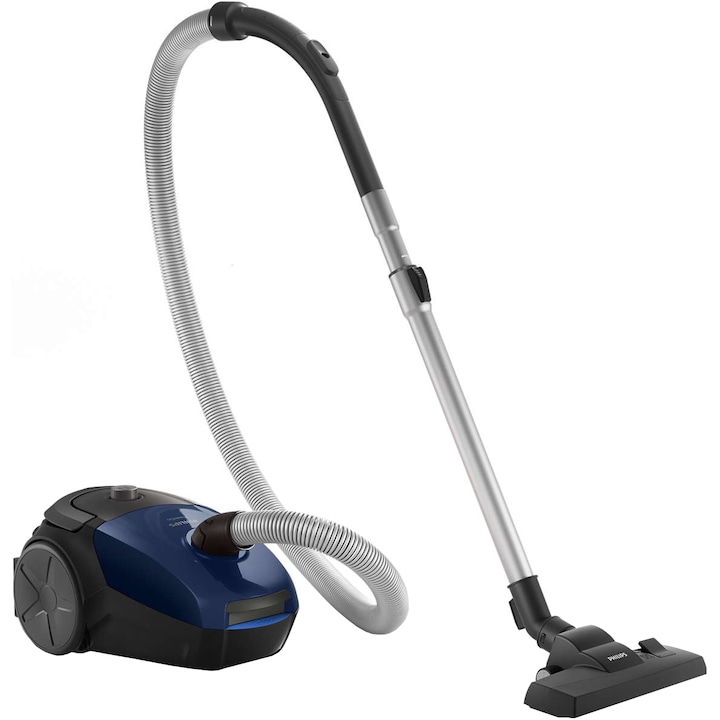 Reducere  RESIGILAT: Aspirator cu sac Philips PowerGo FC8240/09, 900 W, 3 L, filtru anti-alergeni, accesorii integrate, Albastru