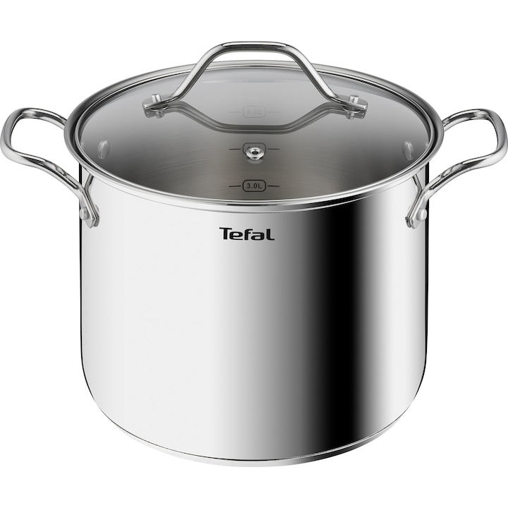 Reducere  RESIGILAT: Oala cu capac de sticla Tefal Intuition 22 cm, 6L, otel inoxidabil, inductie