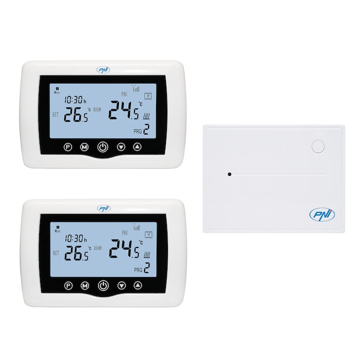 Reducere  RESIGILAT: Termostat inteligent PNI CT400 , WiFi, Control centrala termica, Control doua zone, Display, Alb