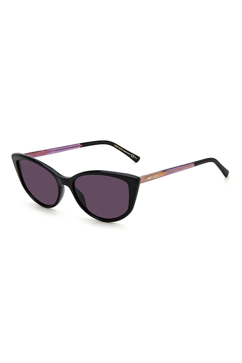 Reducere  RESIGILAT: Jimmy Choo – Ochelari de soare cat-eye cu logo pe brate Nadia, Negru, Violet, 56-17-145