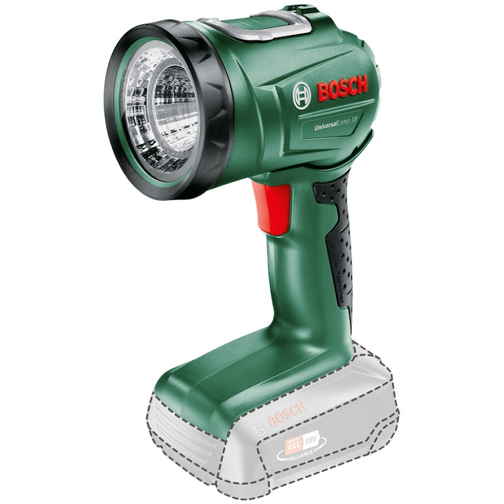 Reducere  RESIGILAT: Lampa lucru pe acumulator Bosch UniversalLamp 06039A1100, 18 V, 100 lm, fara acumulator/incarcator