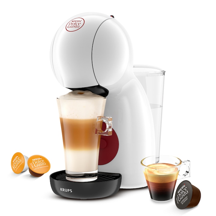 Reducere  RESIGILAT: Espressor cu capsule KRUPS NESCAFÉ® Dolce Gusto® Piccolo XS KP1A3110, 15 bari presiune, 1600 W, capacitate rezervor 0.8 L, functie Eco, alb & rosu