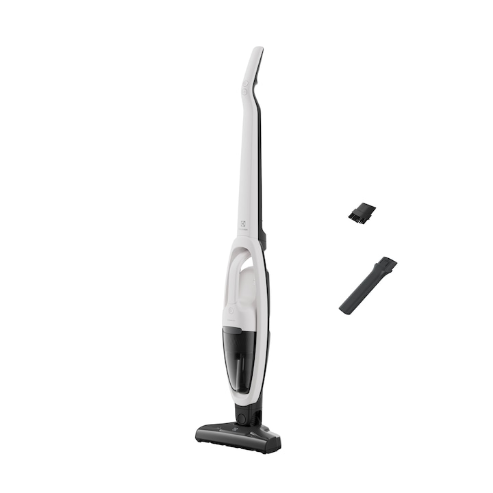 Reducere  RESIGILAT: Aspirator vertical 2 in 1 ELECTROLUX Seria 300 ES31CB18SH, 18V, 2000 mAh Li-Ion, autonomie pana la 45 min, 2 viteze, perie turbo electrica, duza pentru spatii inguste, alb