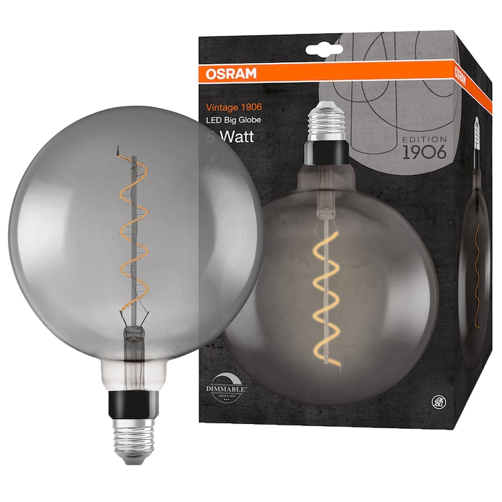 Reducere  RESIGILAT: Bec LED OSRAM DIMABIL Vintage 1906 Big Globe LED 12, 5 W, E27, 110 lm, lumina calda (1800K), clasa energetica G