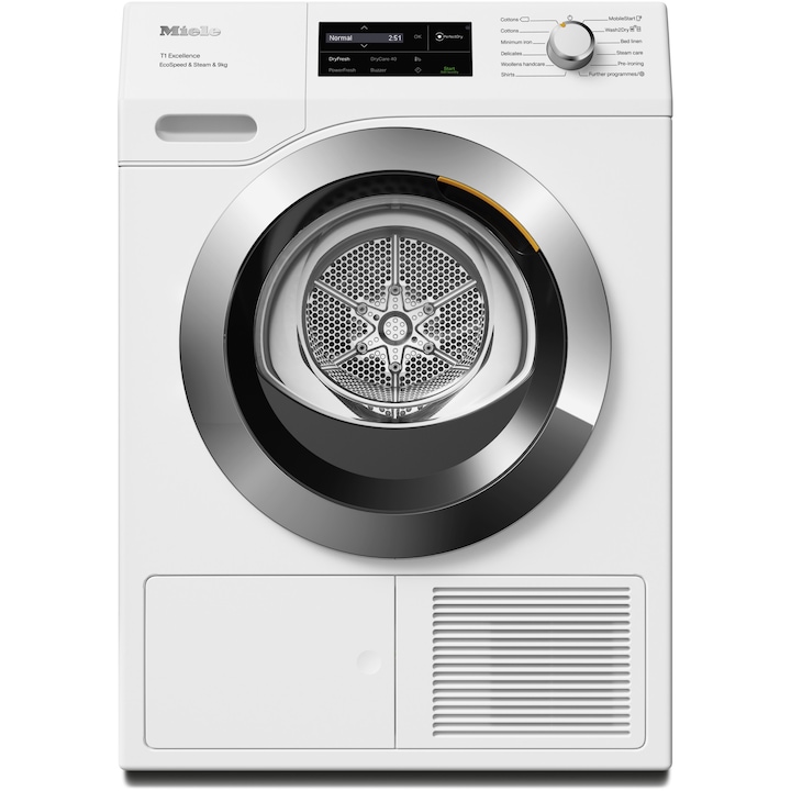 Reducere  RESIGILAT: Uscator de rufe Miele TEL795WP, Pompa de caldura, Wi-Fi, 9 kg, Clasa A+++, PerfectDry, Tehnologie EcoDry, Steam Finish, FragranceDos, Alb