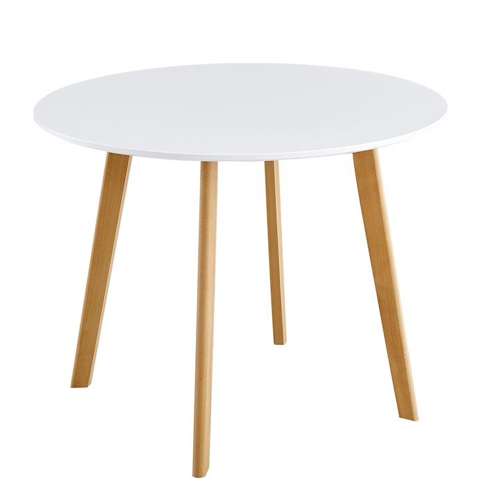 Reducere  RESIGILAT: Masa rotunda Kring Stockholm, MDF / Lemn, 100×75 cm, Alb