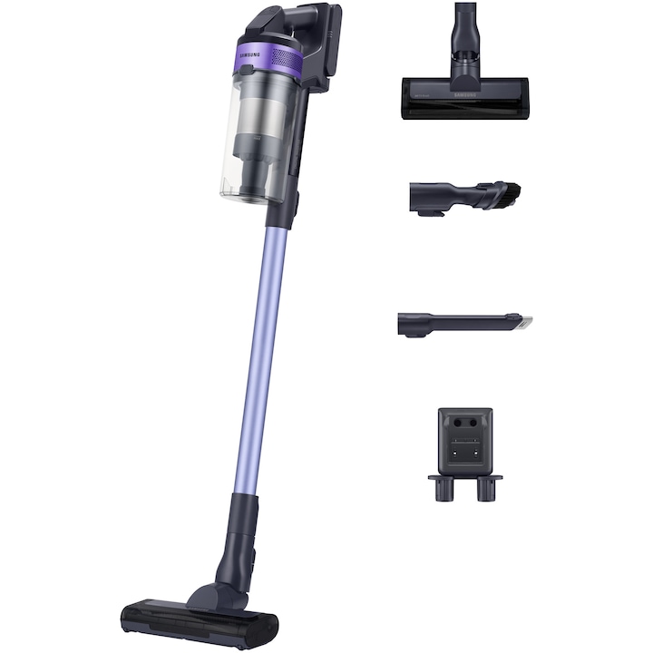 Reducere  RESIGILAT: Aspirator vertical Samsung Jet 60 Turbo VS15A6031R4/GE, 410W, 21.6V, 0.8l, filtrare 99.99%, autonomie 40 min, violet