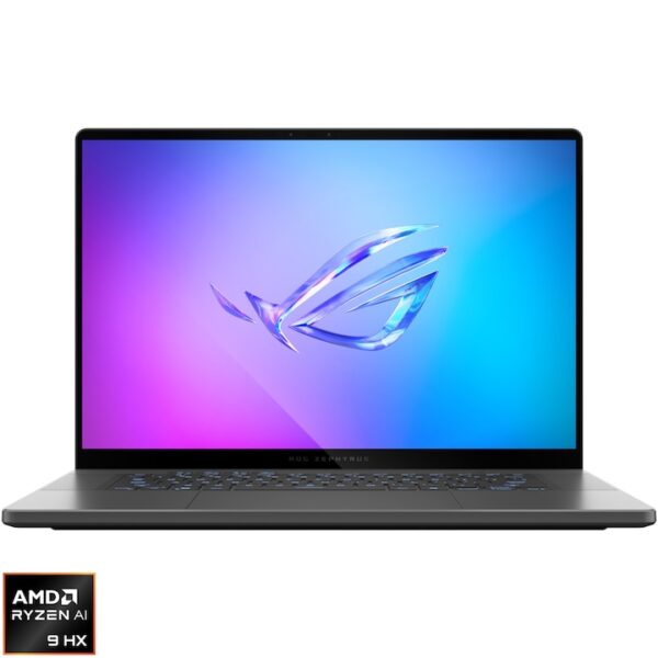 Reducere  RESIGILAT: Laptop Gaming ASUS ROG Zephyrus G16 GA605WI cu procesor AMD Ryzen™ AI 9 HX 370 pana la 5.1GHz, 16″, WQXGA, OLED, 240Hz, 32GB LPDDR5x, 1TB SSD, NVIDIA® GeForce RTX™ 4070 8GB GDDR6, Windows 11 Home, Eclipse Gray