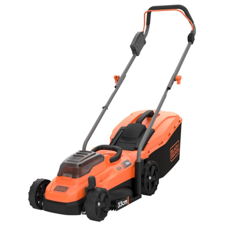 Reducere  RESIGILAT: Masina de tuns iarba, Black & Decker BCMW3318N-XJ, fara fir, 33 cm, rezervor de colectare a iarba de 35 l, fara baterii si incarcator