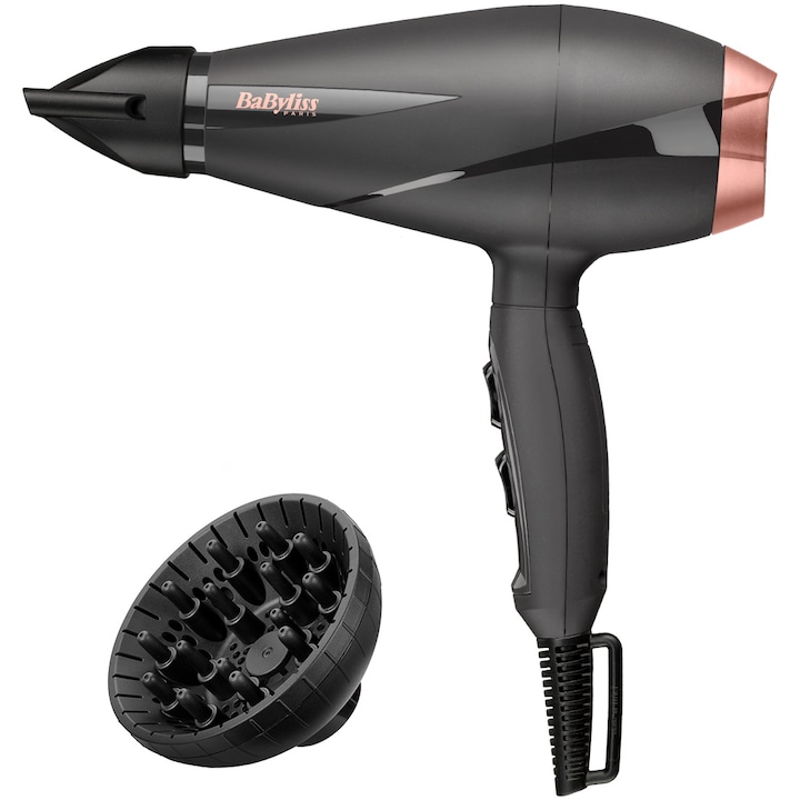 Reducere  RESIGILAT: Uscator de par BaByliss 6709DE Smooth Pro 2100W, 2 viteze, 3 trepte de temperature, tehnologie ionica, negru/auriu