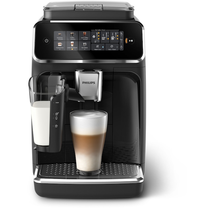 Reducere  RESIGILAT: Espressor automat Philips seria 3300 EP3341/50, LatteGO, 6 tipuri de bauturi, ecran tactil intuitiv, Tehnologie noua SilentBrew pentru preparare silentioasa, Aplicatie HomeID, rasnita ceramica, negru