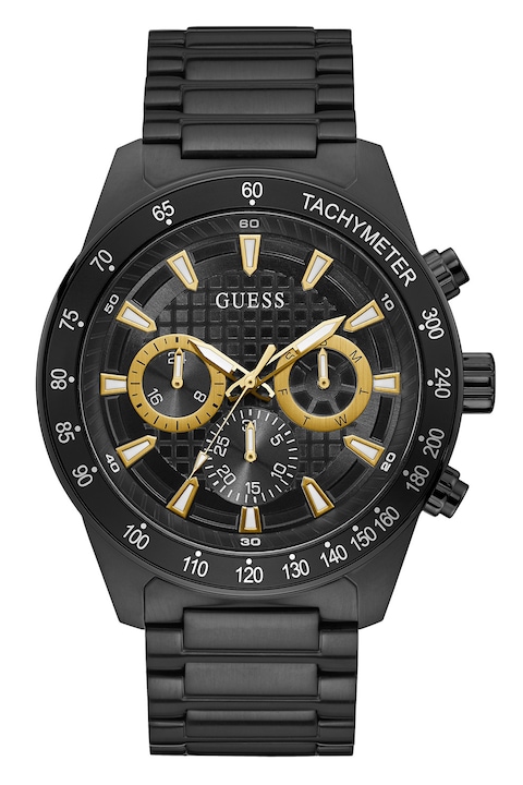 Reducere  RESIGILAT: GUESS – Ceas rotund cu functii multiple, Negru