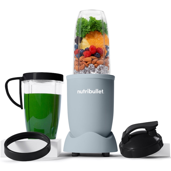 Reducere  RESIGILAT: Blender Nutribullet Pro Mineral NB907MASL, 900 W, 1 viteza, 5 accesorii, cupe de 710 ml si 946 ml, capac To-Go, albastru