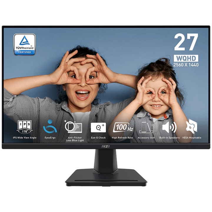 Monitor Profesional Business Msi Pro Mp275Q 27 Wqhd 2560X1440 Ips 100Hz 1Ms Mprt 4Ms Gtg 300 Cd M2 Hdr Ready Difuzoare 2X2W Hdmitm 2 0B Dp 1 2A Vesa 100X100Mm Negru Rsgemag6391228X Pro Mp275Q