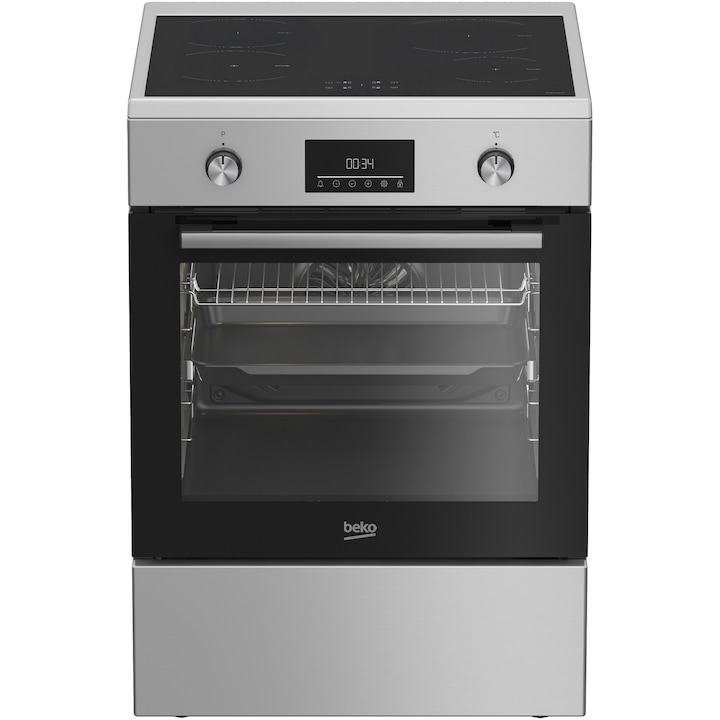 Aragaz Beko Fbsm69301Sxt Electric 4 Zone De Gatit Booster Gatire Asistata De Abur Timer Clasa A 60 Cm Argintiu Rsgemag6400392X Fbsm69301Sxt