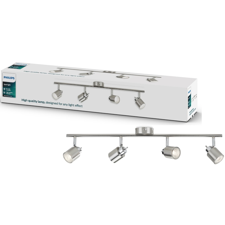 Spot Luminos Philips Essentials Meranti 4Xgu10 Ip20 10X69X15 5Cm Crom Mat Rsgemag6156621X 8718696133279