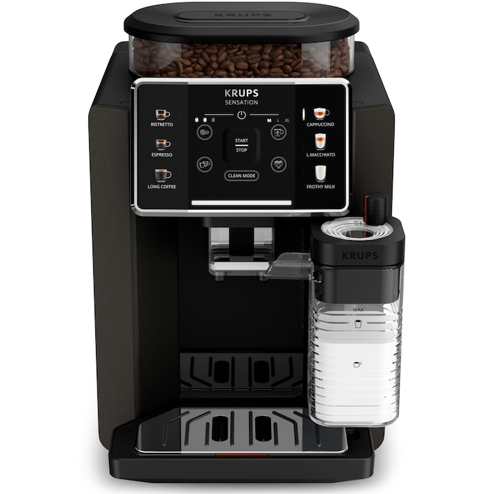 Espressor Automat Krups Sensation Milk M50 Ea912910 1450W 15 Bari 6 Retete Ecran Tactil Rezervor Cafea 260G Rezervor Apa Detasabil 1 7L 3 Trepte Temperatura Rasnita 3 Nivele Tehnologie Milk Maestro Ne
