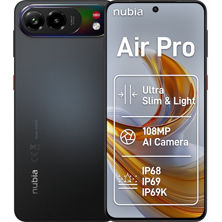 Telefon Mobil Zte Nubia Air Pro Dual Sim 8Gb 512Gb 5G Prime Black Rsgemag6388820X Airpro Black
