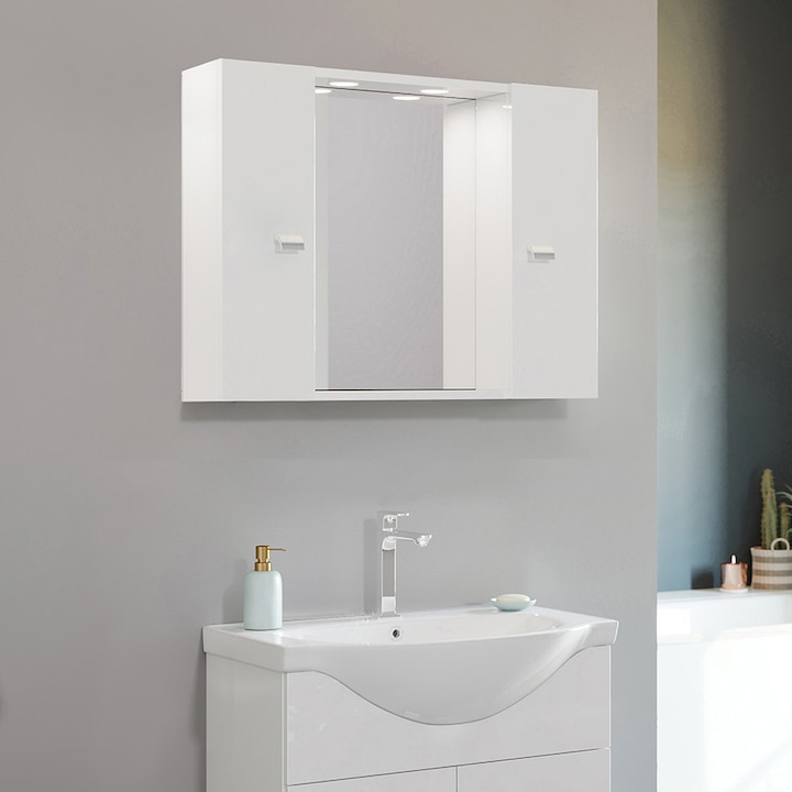 Oglinda Cu Doua Dulapioare Albe Si Iluminare 77X57X16Cm Clasa Energetica E Rsgemag6258411X 5945846110320