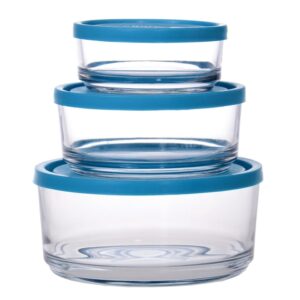Reducere  Set 3 Caserole Rotunde Eljado Albastru Sticla Rsgemag6405265X 6260140800944