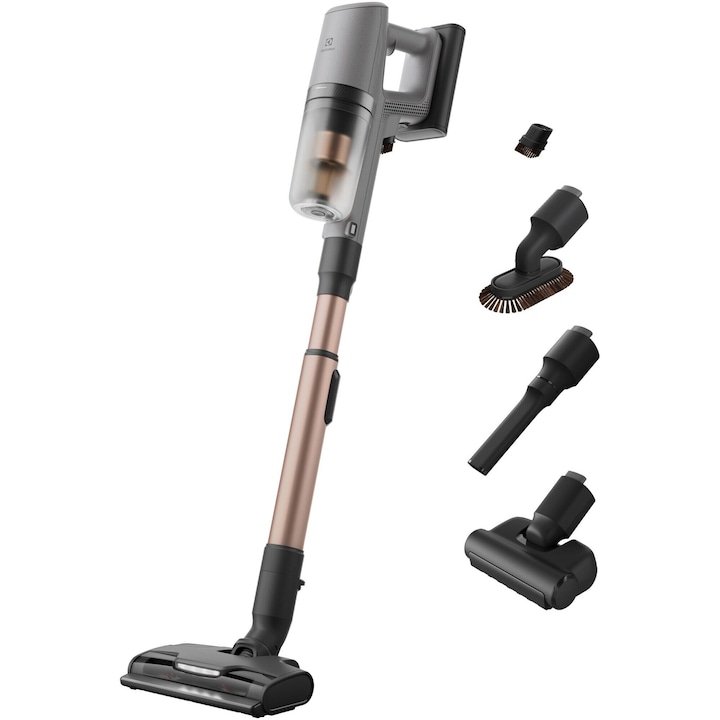 Aspirator Vertical Electrolux 800 Ep82Ab25Ug Autonomie Pana La 90 Min 25 2 V 150 Aw Ecran Lcd 3 Viteze Auto 0 4 L Perie Electrica Cu Led Duza Spatii Inguste Duza Pentru Zone Delicate Stand Incarcare P