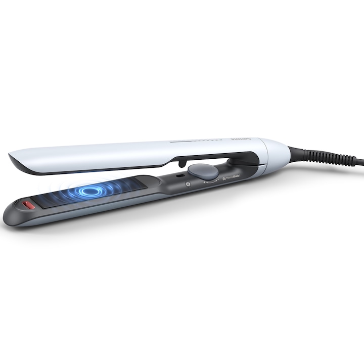 Placa De Indreptat Parul Philips Prestige Bhs520 00 Tehnologie Thermoshield Placi Infuzate Cu Ulei De Argan 230 C Ingrijire Ioni 12 Setari Temperatura Husa Termorezistenta Albastru Deschis Rsgemag6411