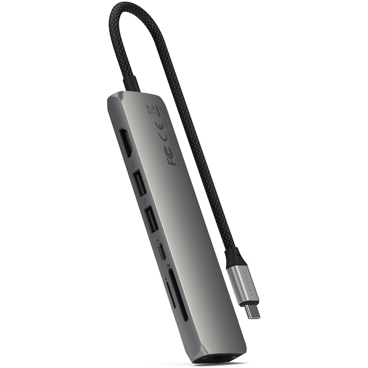 Adaptor Satechi Usb C Multiport 7 In 1 Ethernet Slim Space Gray Rsgemag6177246X St P7Sm