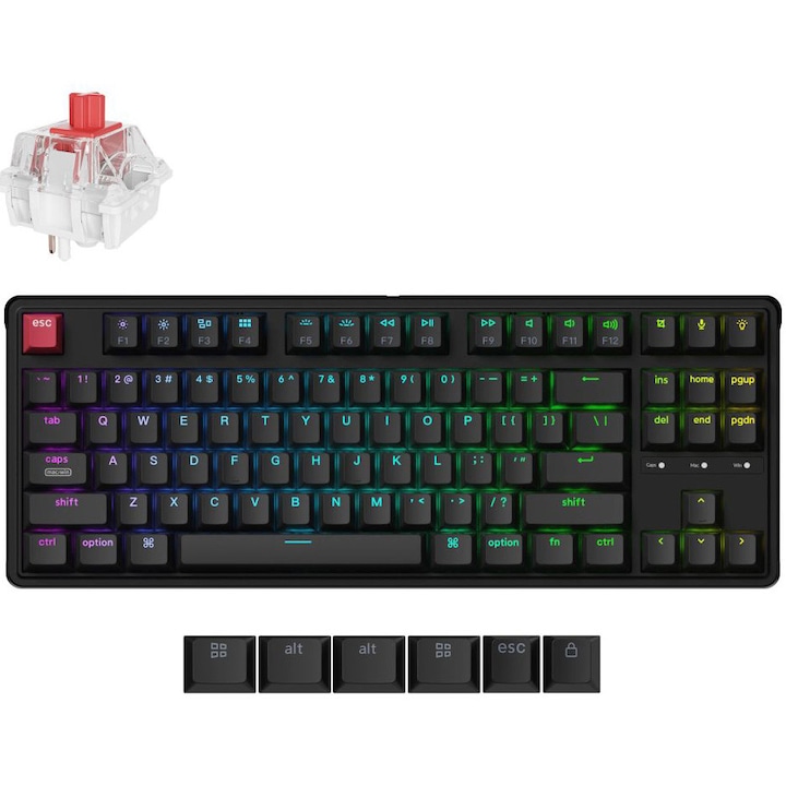 Tastatura Mecanica Cu Fir Keychron C3 Pro 8K Usb C Usb A Polling Rate 8000 Hz Switch Uri Mecanice Keychron Super Red Taste Pbt Cherry Shine Through Rgb Hot Swap Keychron Web Launcher Layout Us 80 Tkl