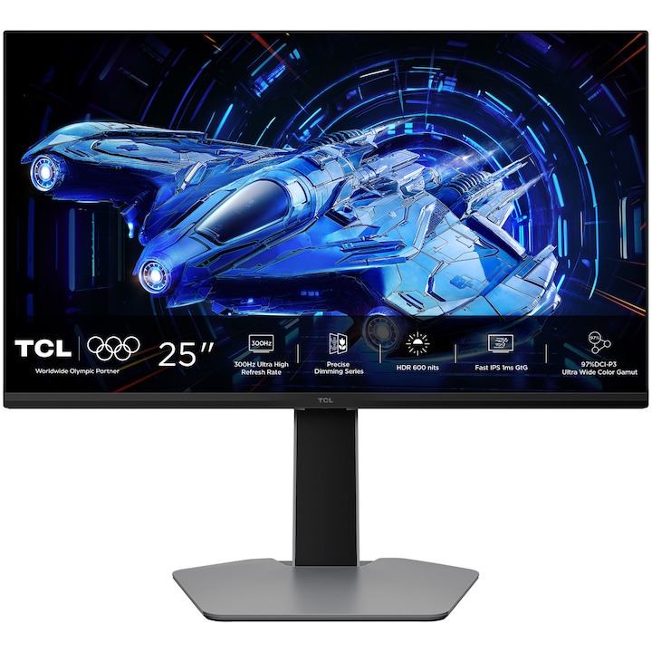 Monitor Gaming Qd Mini Led Tcl 25G64 25 Full Hd 1920X1080 300Hz 1Ms Amd Freesynctm Premium G Sync Compatible Hdr600 2X Hdmi Display Port Jack Pivot Negru Gri Rsgemag6402627X 25G64