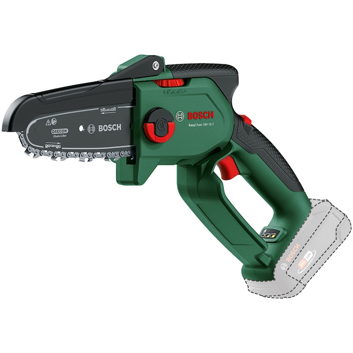 Minifierastrau Cu Lant Pe Acumulator Baterie Bosch Easychain 18V 15 7 18 V 15 Cm Lungime Lama 6 95 M S Viteza Lant 0 325 Inch Distribuire Lant Taiere Diametru Maxim 13 Cm Sistem Lant Sds Fara Acumulat