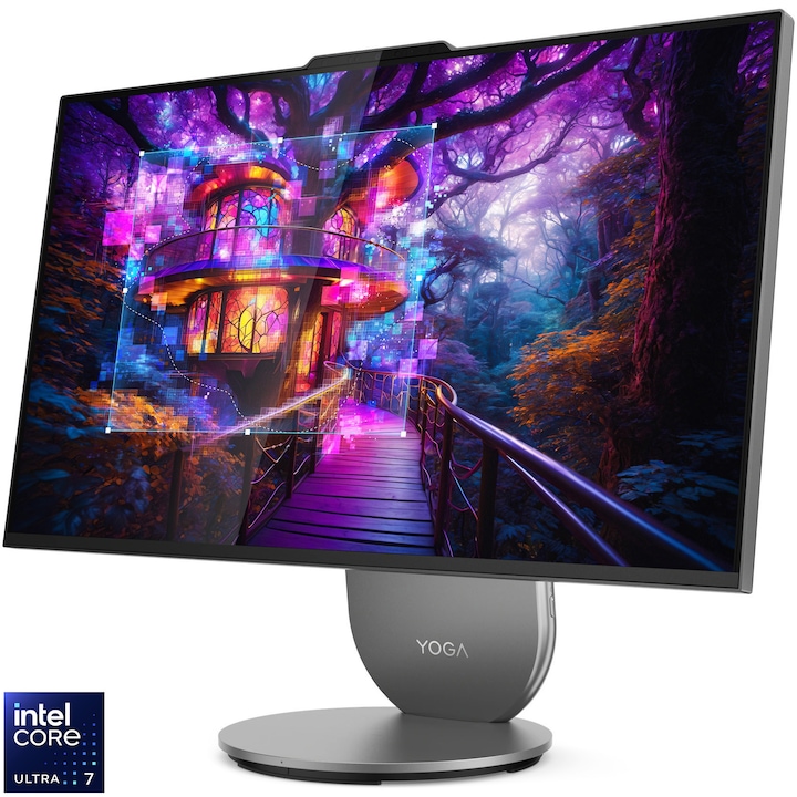 Sistem All In One Lenovo Yoga Aio 27Iah10 Cu Procesor Intelr Core Ultra 7 255H Pana La 5 1Ghz 27 Qhd Ips 120Hz 16Gb Lpddr5X 1Tb Ssd Intelr Arctm Graphics No Os Luna Grey 3Y Premium Care Rsgemag6356423