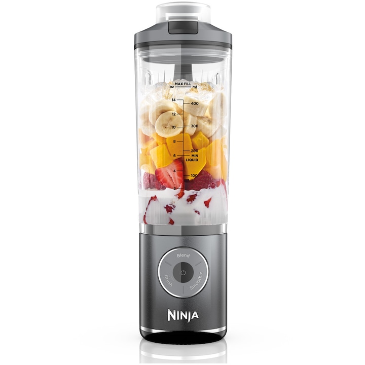 Blender Portabil Fara Fir Ninja Blast Max Bc251 570Ml 13 3V Tehnologia Powerblast Si Auto Iq Pahar Twist Go Pana La 25 De Utilizari Gri Rsgemag6396607X Bc251Eugy
