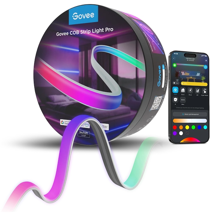 Banda Led Rgbic W Inteligenta Govee Cob H61E5 Pro Matter Bluetooth Wi Fi 450Lm M 1260 Leds M Alexa Google Asistant 3M Rsgemag6363798X 6974316990369