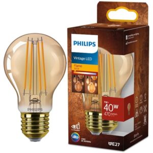 Reducere  Bec Led Vintage Decorativ Philips A60 Flacara Chihlimbar E27 7W 40W 470 Lm Lumina Alba Calda 1800K Rsgemag6411365X 8720169191273