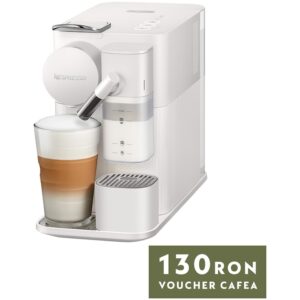 Reducere  Espressor Nespresso by De’Longhi Lattissima One Evolution EN510.W, 19 bari, 1450 W, Alb, set capsule degustare inclus