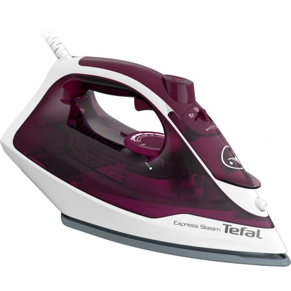 Reducere  Fier de calcat Tefal Express Steam FV2835E0, 2400W, Jet de abur 160 g/min, abur variabil 0-35 g/min, 270 ml, violet